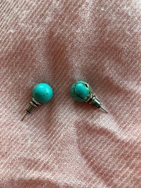 Turquoise Bead Stud Earrings